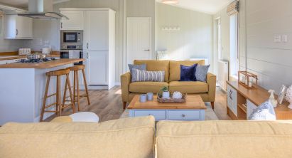 Luxury lodge lounge interior, Bulmer Leisure